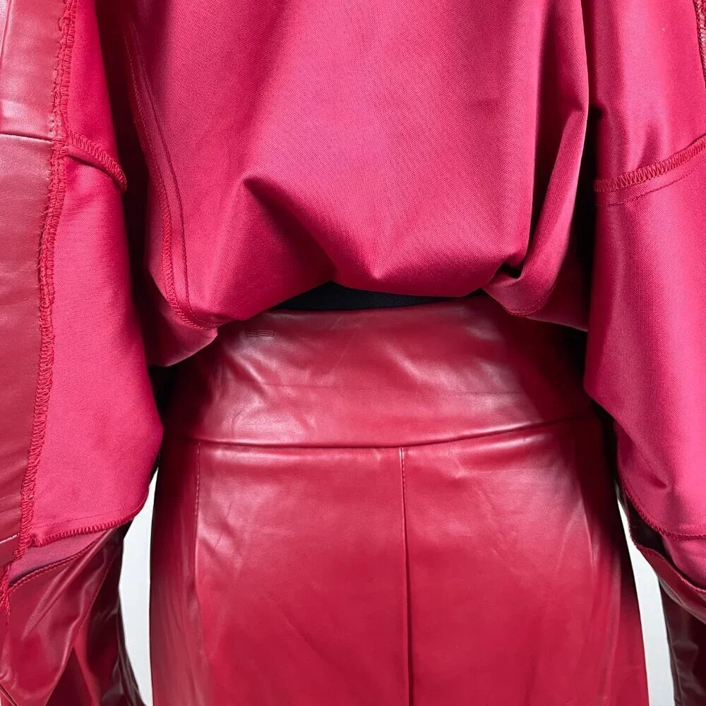 Ashley Stewart Red Faux Leather 2 piece Set Size 18/20 - Picture 7 of 13